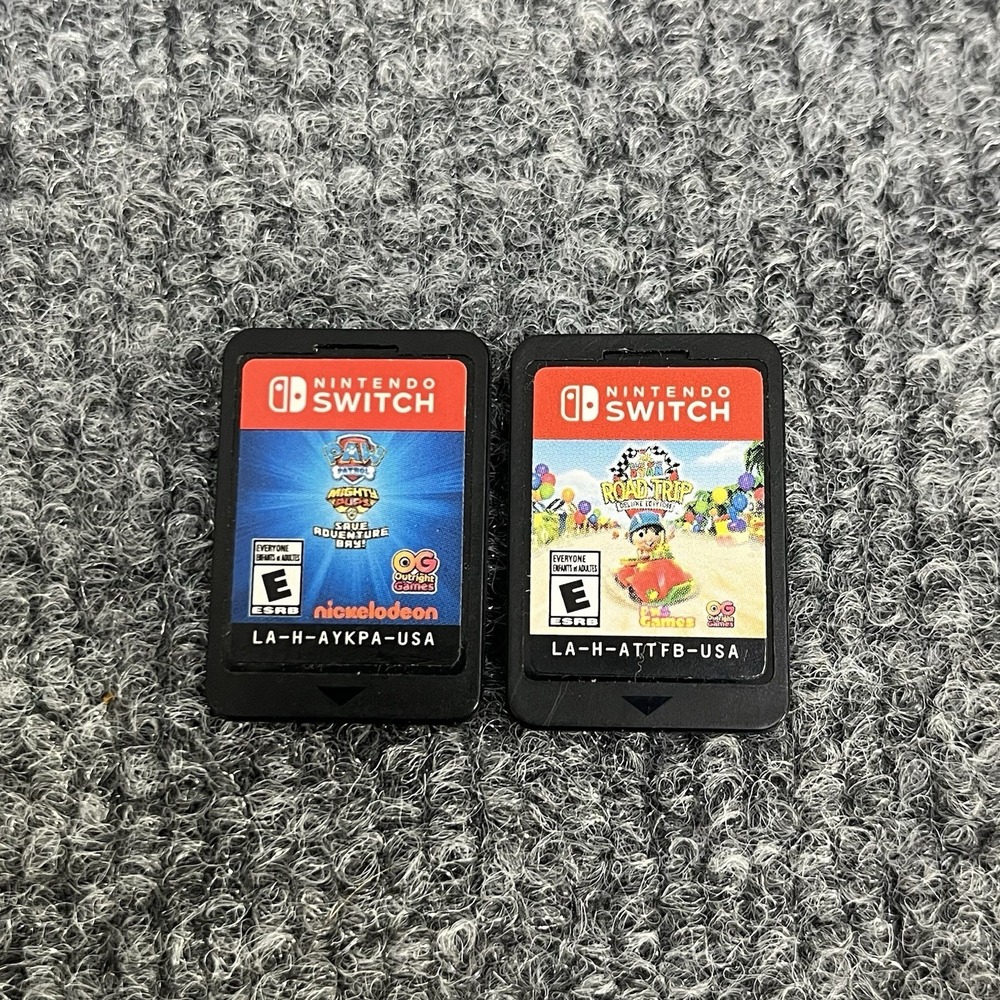 PAW Patrol Mighty Pups + Ryan's Road Trip Deluxe Nintendo Switch Lot Cartridges